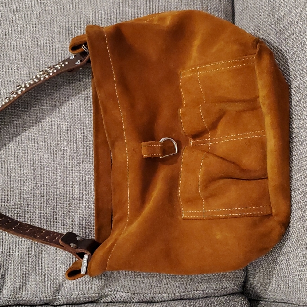 Tylie Malibu Twice Bitten Forever Smitten Brown Suade Hobo Bag
